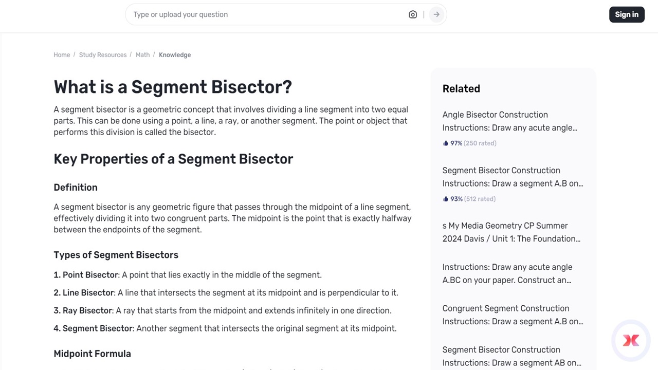 Step-by-Step Solutions for Segment Bisectors Using Gauth